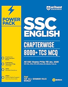Arihant Power Pack Series for SSC English | Chapterwise 8000+ TCS MCQ | All SSC Exams PYQs Till Jan.2025 | Quick Revision Theory, Examwise/Yearwise PYQs Coverage, 100% Detailed Solutions, Free Digital Support & Booklet of 151+ Essential Grammar Rules